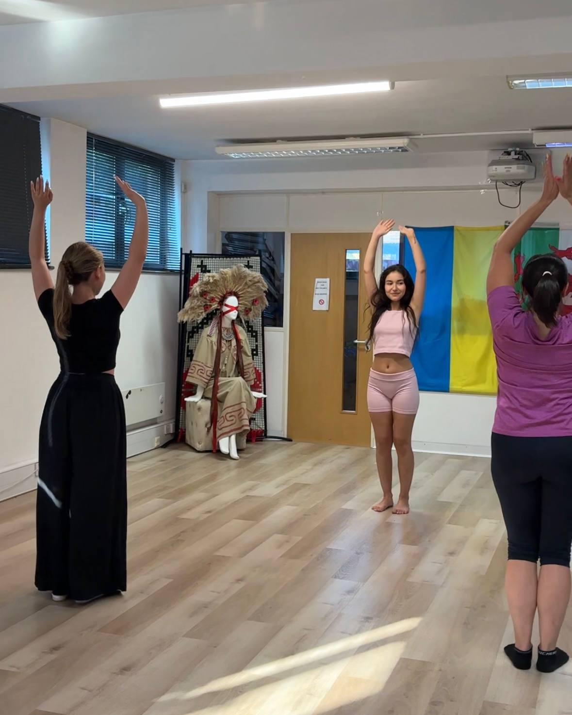 Students taking part in a belly dance class
